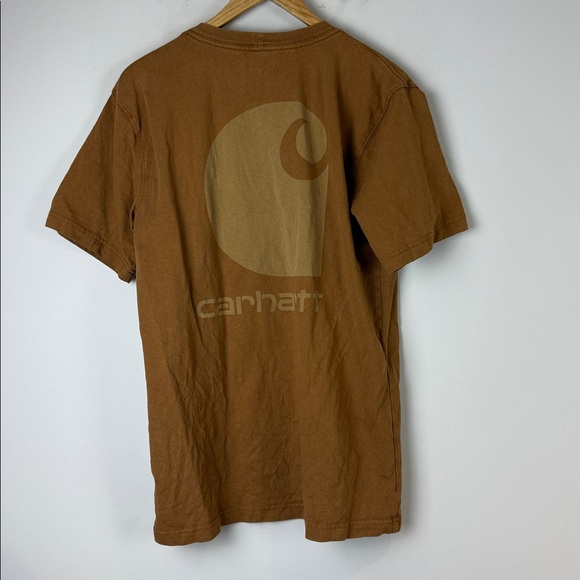Carhartt Men's Relaxed Fit Tan Short Sleeve Pocket Tee - Picture 3 of 6